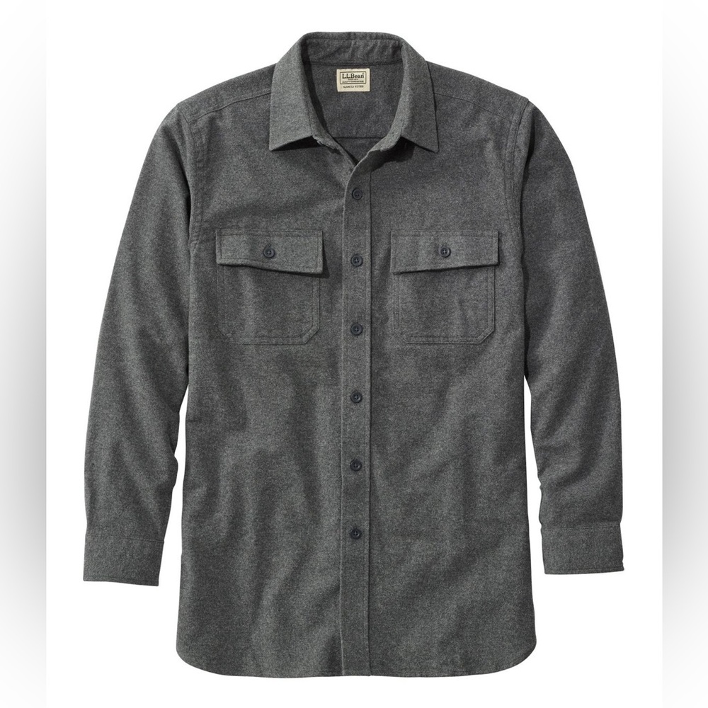 L.L. Bean Charcoal Gray Heather Men's Chamois Shirt - Slightly Fitted